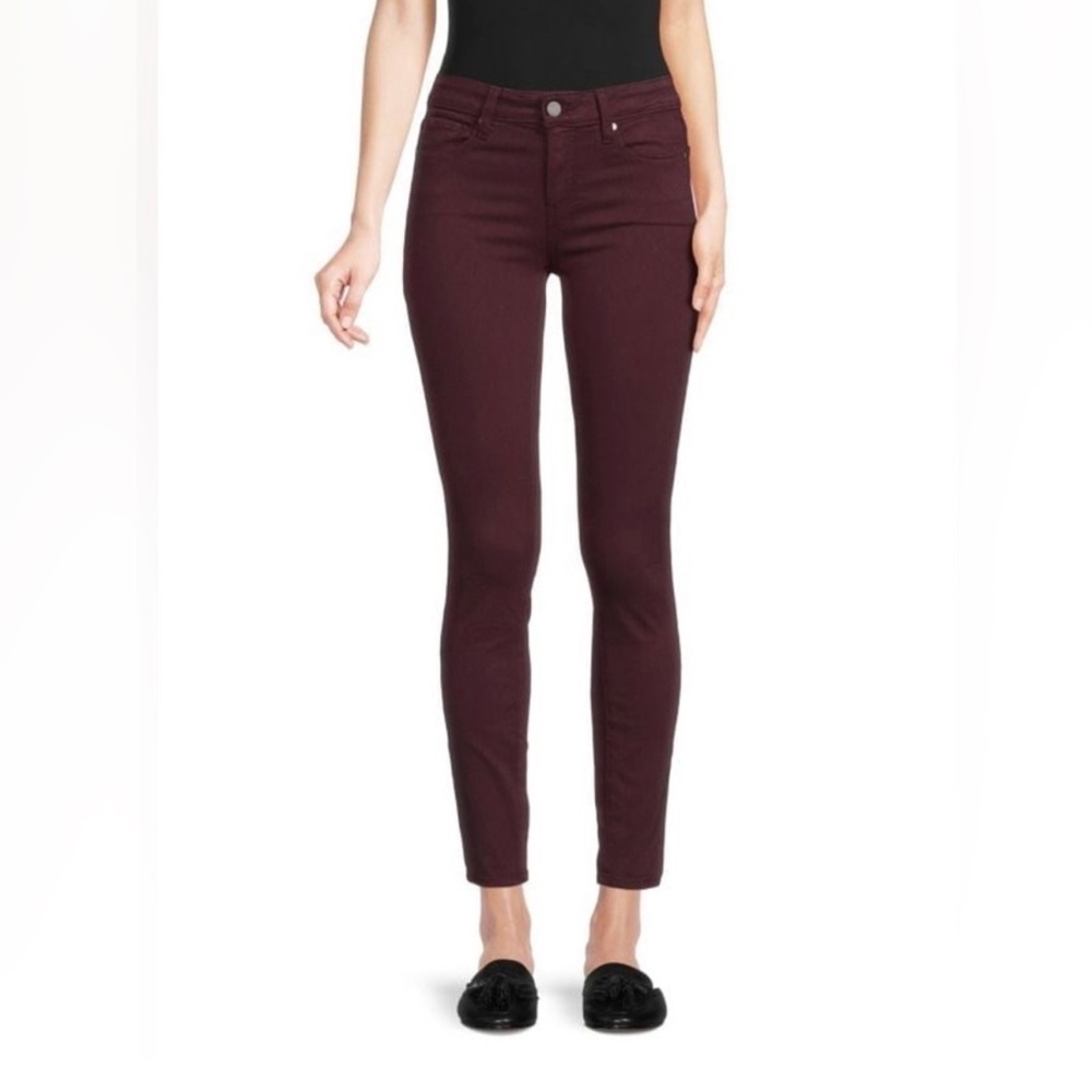 Paige Verdugo Ankle Skinny Coated Jeans In Pinot Noir Coated Size 23